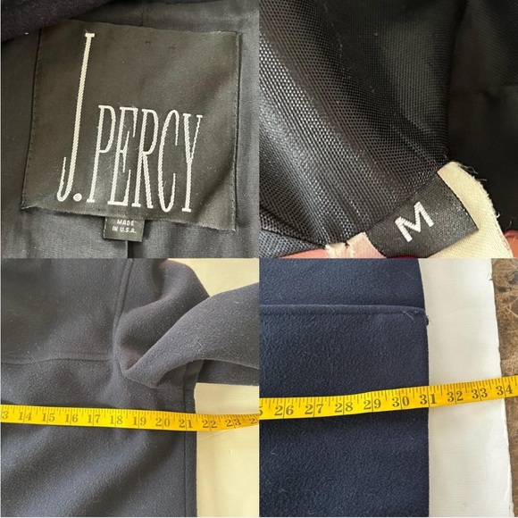 Vintage Navy J. Percy wool peacoat with hood size Medium. - Picture 5 of 8